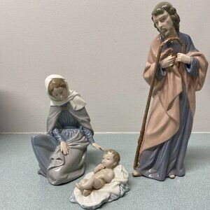Nao Lladro Holy Family 3pc Nativity Set Jesus Mary Joseph